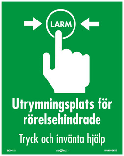 Skylt utrymning UP-MIDI            utrymningsplats rörelsehindrade