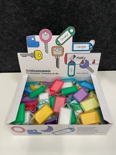 Nyckelbricka stor i blandade       färger, gångjärnsmodell 100St