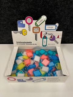 Nyckelbricka liten i blandade      färger, gångjärnsmodell 100St