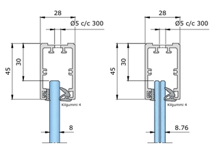 Nordic Frame N45 natur (8mm glas)  5,5m kpl, färdigmonterat falsgummi