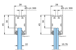 Nordic Frame N45 natur (10mm glas) 5,5m kpl, färdigmonterat falsgummi