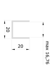 Nordic Frame U-profil, 16,76mm     glas, 20x20x20x1,5, L=3000mm, svart