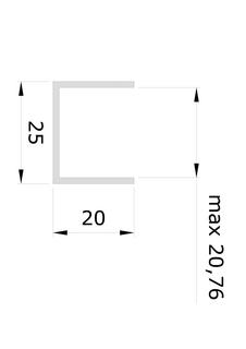 Nordic Frame U-profil, 20,76mm     glas, 20x25x20x1,5, L=3000mm, svart