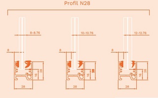 Nordic Frame N28 natur (8mm glas)  5,5m komplett