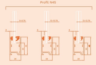 Nordic Frame N45 RAL 9016 vit      (8mm glas) 5,5m komplett