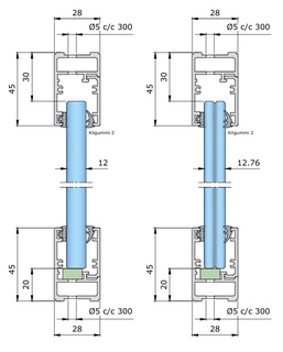 Nordic Frame N45D (nya) vit        (12mm glas) 5,5m komplett