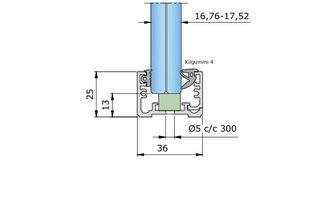 Nordic Frame N25DS svart           (16,76mm glas) 5,5m komplett