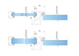 Nordic Frame karmpaket D45S,       vit - för glasdörr 16,76-20,76mm