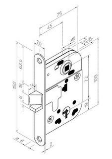 Låshus Abloy 2014 H Zink stolpe