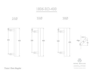 Draghandtag Bänebeslag 1806        38x1500mm dold infästning