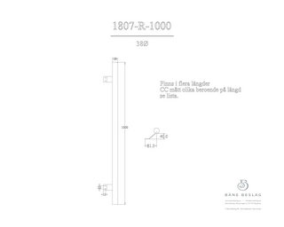 Draghandtag Bäne 1807              38x1000mm Blankpolerad