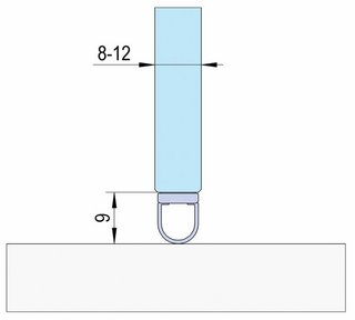 Duschtätningslist för limning,     självhäftande, 8-12mm glas,L=2500mm