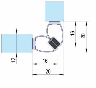Duschdörrtätning, magnetisk 90°,   självhäftande,8-12 mm glas,L=2500mm