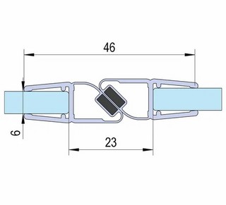 Duschdörrtätning med magnetprofil, 180°, för 6-8mm glas L=2010mm