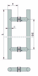 Draghandtag Ø 25 mm, RF stål       borstat, L=500 mm, CC=400 mm