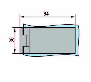 Glasdörrgångjärn 64 x 30 mm        för innanliggande dörrar