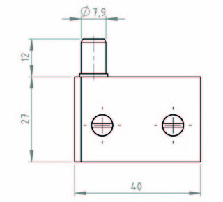 Vitreasy 006 Möbelhörn gångjärn,   glas-trä 27 x 40 mm, blankkrom