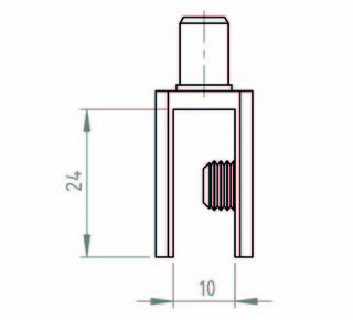 Vitreasy 006 Möbelhörn gångjärn,   glas-trä 27 x 40 mm, blankkrom