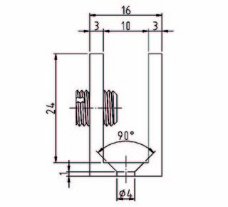 Glasstöd 25 x 27 x 16 mm