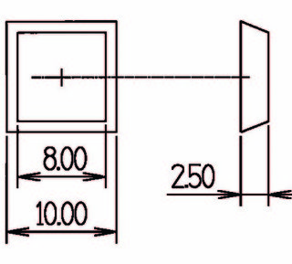 Dämpare 10 x 10 mm Höjd            2,5 mm fyrkantig