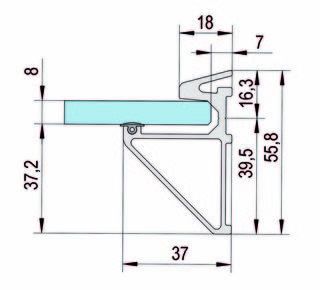 Glasstöd Profil för 8 mm Glas