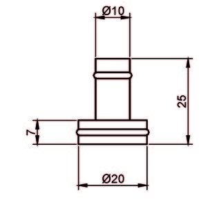 Dörrhandtag / ø 10/ 20 x 20 mm