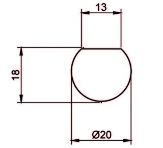 Glasstöd ø 20 / 18 x 8 mm