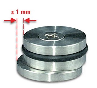 Glasstöd ø 20 x 10 mm,             justerbar ± 1mm, 4st/frp