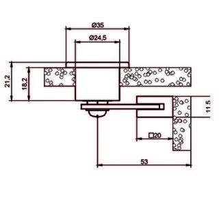 Glasdörrlås för UV-bindning        , ø 35 x 21