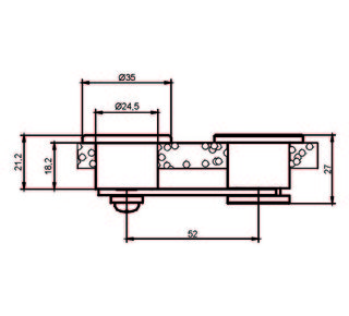 Glasdörrlås med Låshållare         ø 35 x 21 dubbeldörrar