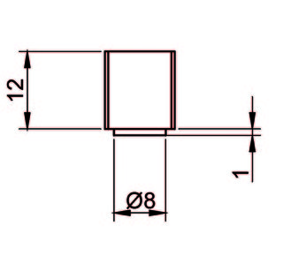 Magnethållare 11 x 12 x 12 mm      enkeldörr För glasstomme