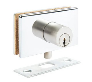 Glasdörrlås zink, kromfinish,      för 6-8 mm glas, universalnyckel