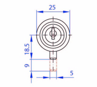 Glasdörrlås / knoppcylinder        ø 25 mm för 6 mm Glas