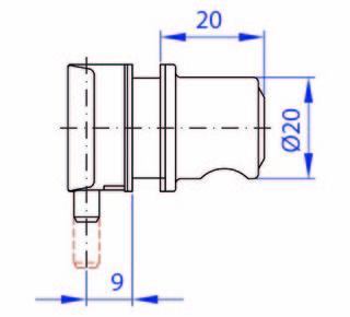 Glasdörrlås / knoppcylinder        ø 25 mm för 6 mm Glas