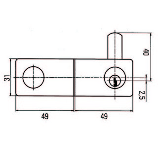 Glasdörrlås med glasbearbetning    , 31 x 49 mm