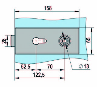 Studio glasdörrlås profilcylinder, fyrkantig, svart RAL 9005