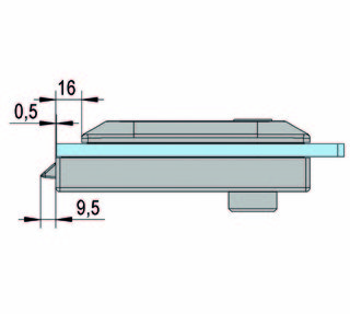 Studio glasdörrlås profilcylinder, fyrkantig, svart RAL 9005