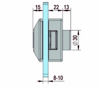 Studio glasdörrlås profilcylinder, fyrkantig, svart RAL 9005