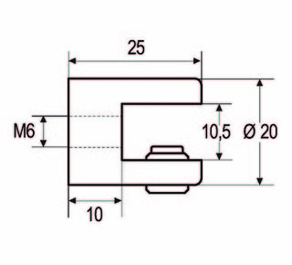 Glasstöd cylindrisk ø              20 x 25 mm
