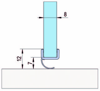 Duschdörrtätning med öppen         tätn.läpp för 8 mm glas L= 2160mm