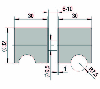 Duschdörrknopp RK002               dubbelsidig, RF-utseende