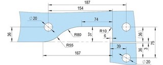 Pivotbeslag PT40 för               över/sidoljus, borstat RF 304