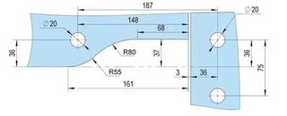Pivotbeslag PT40 för               över/sidoljus, borstat RF 304