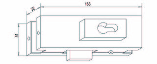 Hörnlås US 10, flatbult,           profilcylinder, borstat RF stål