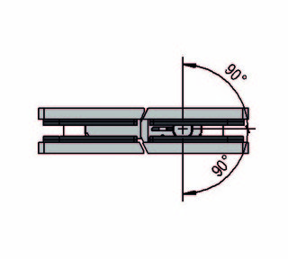 Gångjärn Santos G/G 180°,          blankförkromad, 1 par