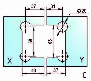 Gångjärn Santos G/G 180°,          RF-utseende, 1 par