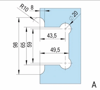 Gångjärn Santos G/V 180°,          blankförkromad, 1 par