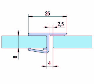 Duschdörrtätning 180° frontanslag  för 8-10mm glas, L= 2160mm