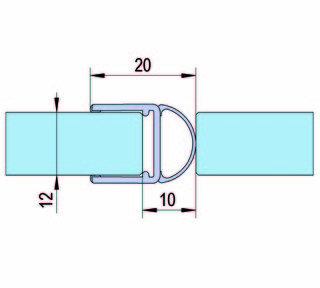 Duschdörrtätning med bälg          för 10-12mm glas, L= 2160mm