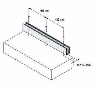 VetroMount® golvprofil 1,0 kN,     L=5000 mm, natur